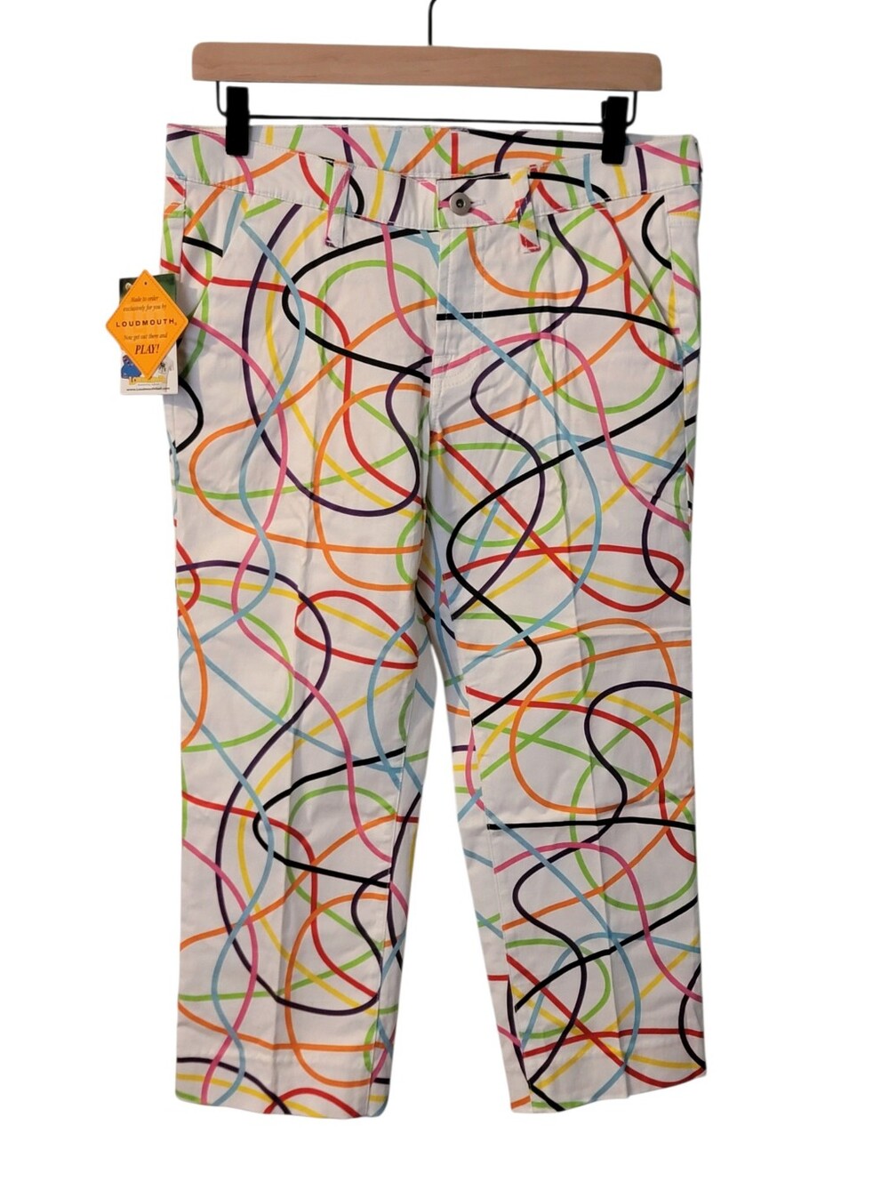 NWT Loudmouth Golf Pants Womens All Over Print Graphic Art Crop Capri Loud 4